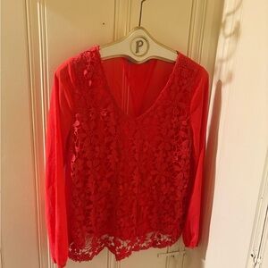 Elegant Red Lace Women's Top